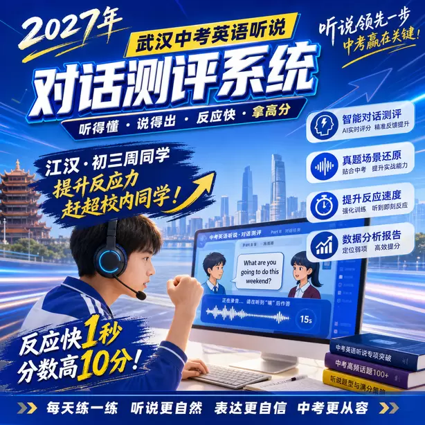 武汉中考英语人机对话模拟卷音频+文本江汉&middot;初三周同学（提升反应力，赶超校内同学）
