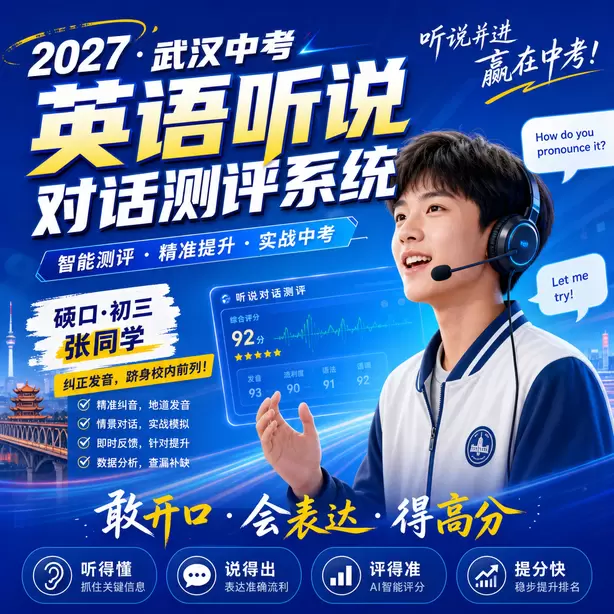 武汉中考英语人机对话模拟卷音频+文本硚口&middot;初三张同学（纠正发音，跻身校内前列）